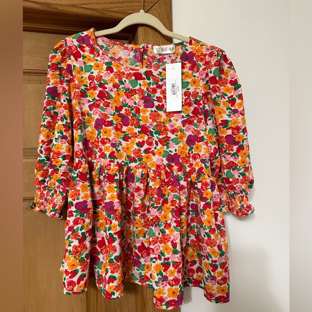 Boutique Floral Peplum Blouse